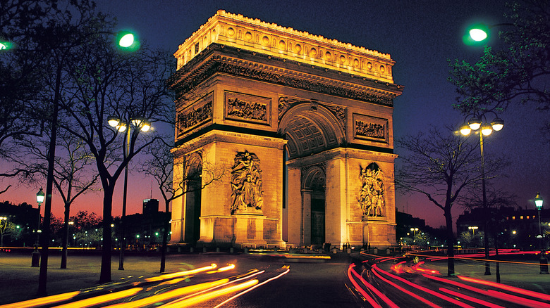 The Arc de Triomphe at night