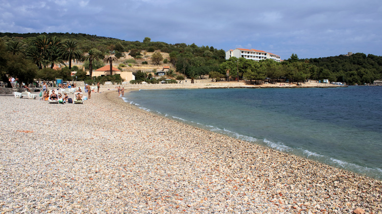 View of the pebbly Prirovo Beach