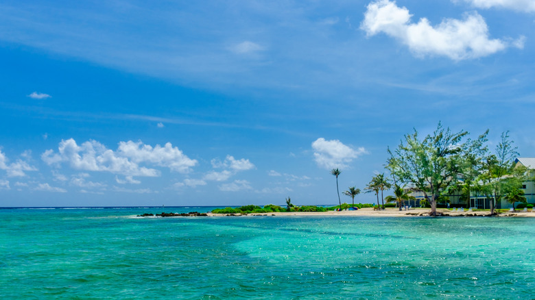 teal waters at Rum Point Beach