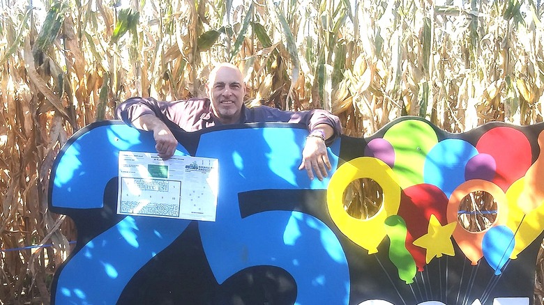 Man in corn maze