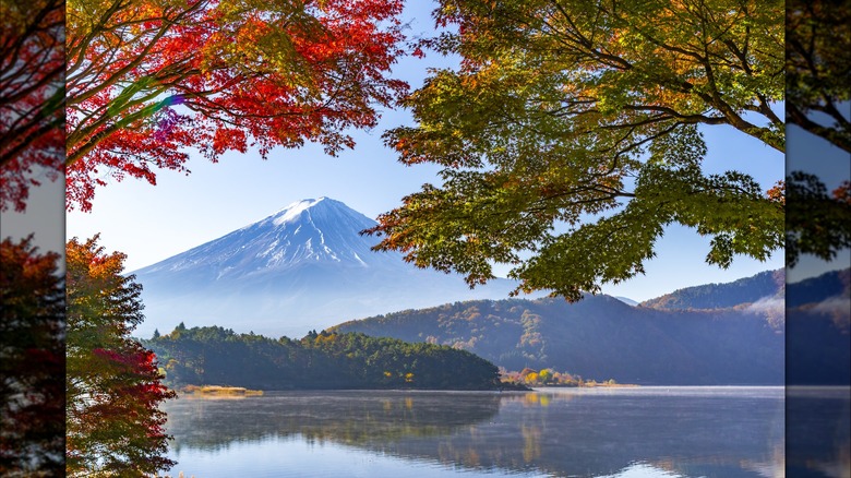 Mount Fuji and lake