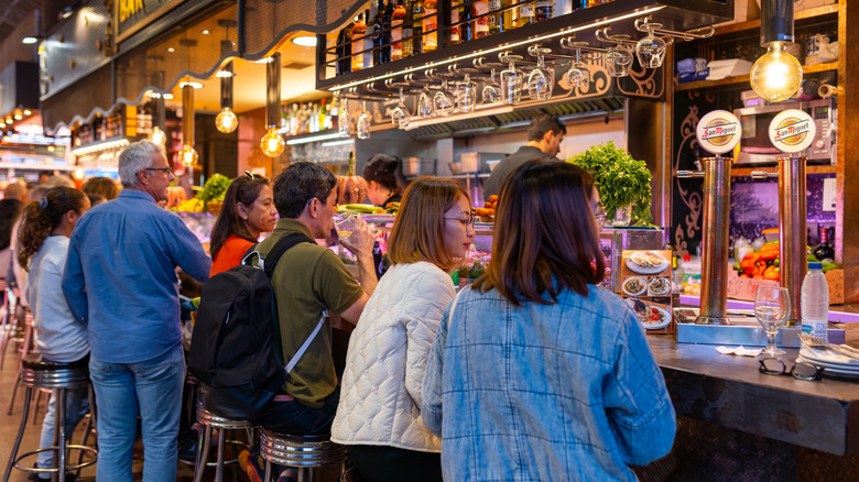 People at tapas bar in Barcelona