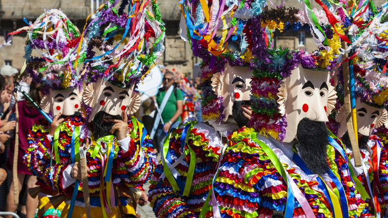 Dancers dressed up in Santiago de Compostela, Spain