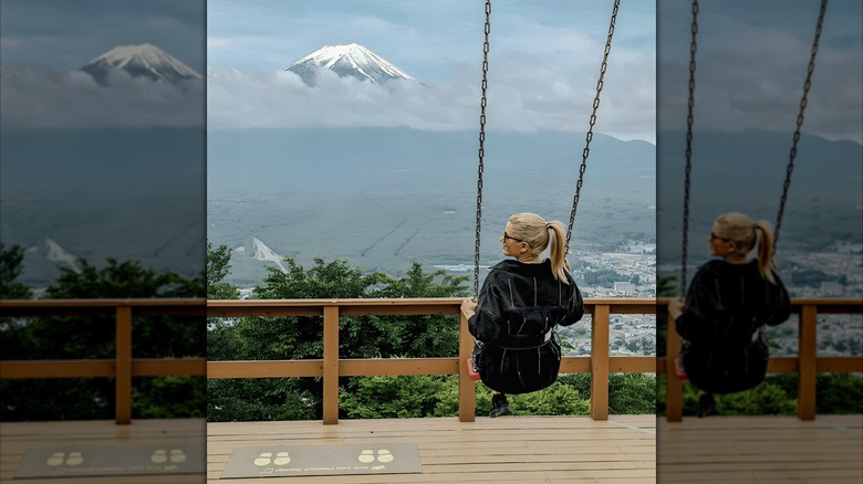 A woman on a swing