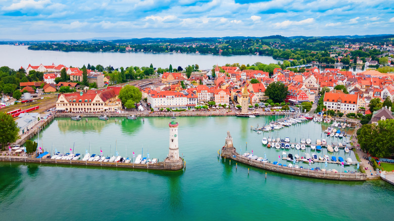 Aerial view of Lindau, Germany, on Lake of Constance