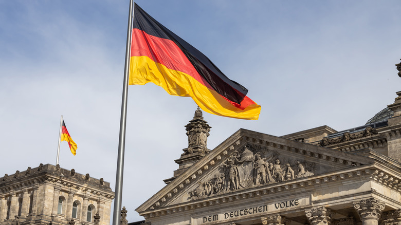 German flags over Parliament building