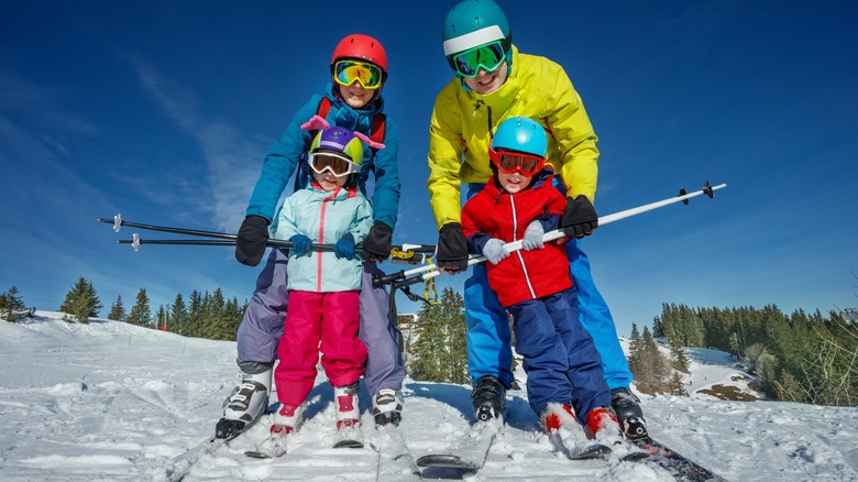 Family skiing together