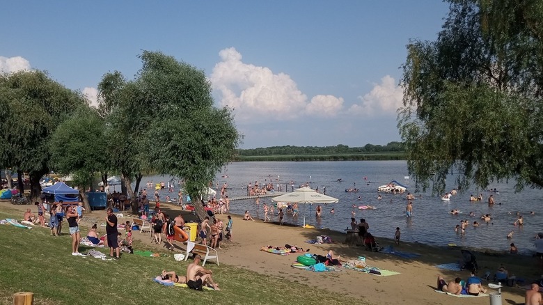 Swimmers at Lake Tisza, Hungary