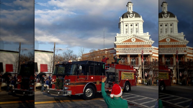 fire truck on the road during a parade