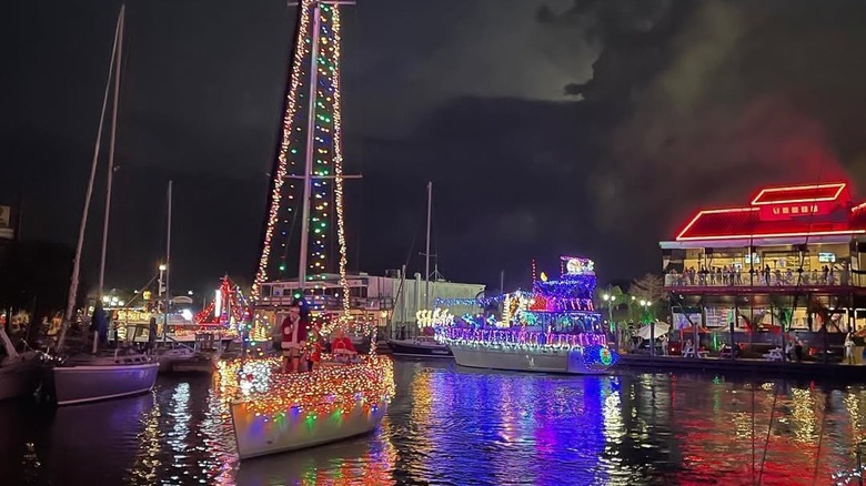 Christmas boat parade in New Orleans, Louisiana