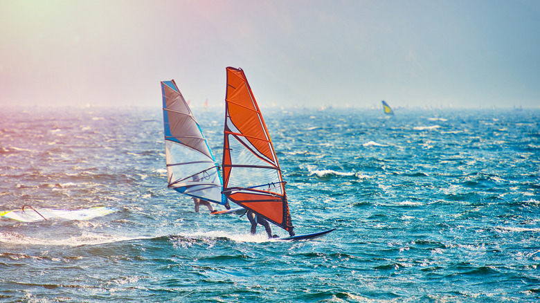 Wind surfing on Lake Garda