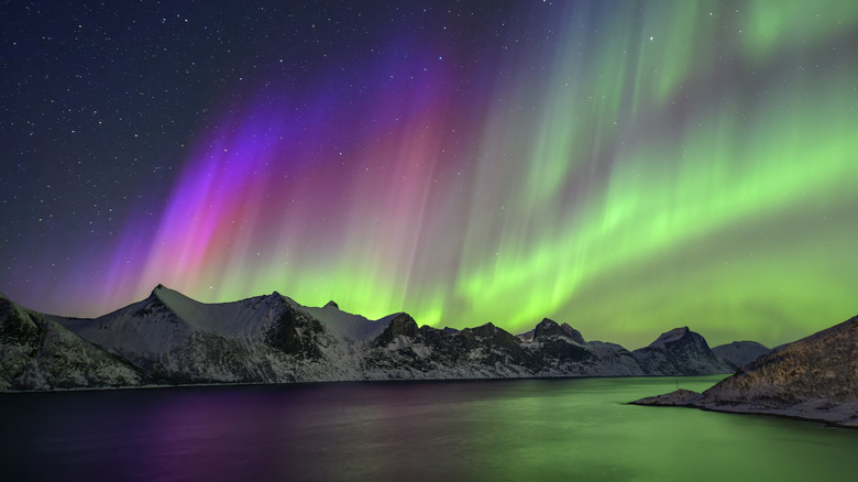 Northern Lights appear over water