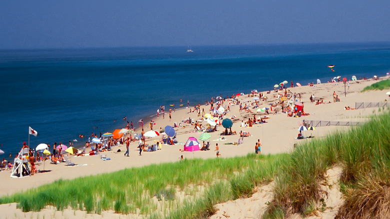 Beach goers at Cape Cod national seashore