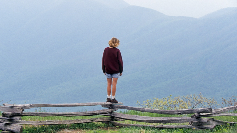 Young hiker admiring Shenandoah's scenery