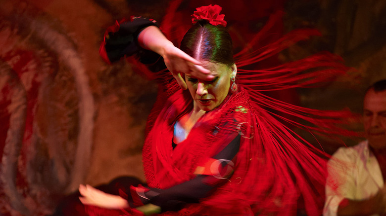 Female flamenco dancer in red