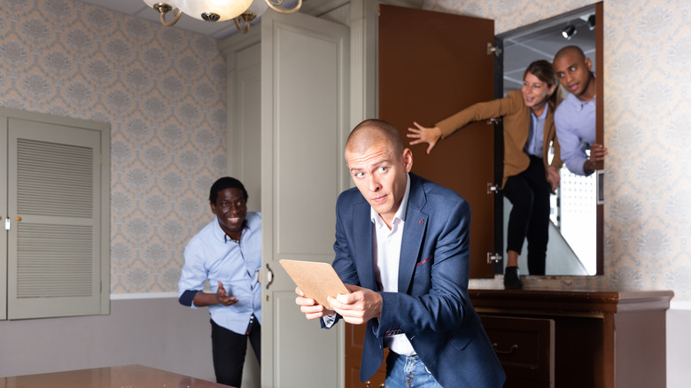 Group of people in an escape room