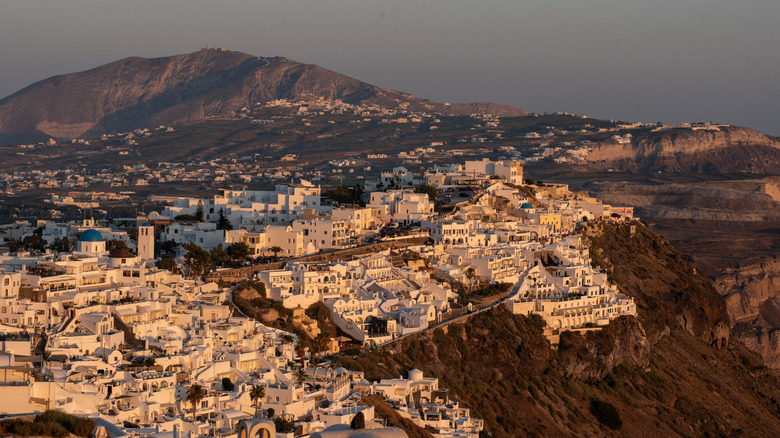 Imerovigli village at sunset.