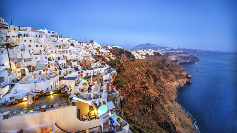 Sunset view of Fira, Santorini.