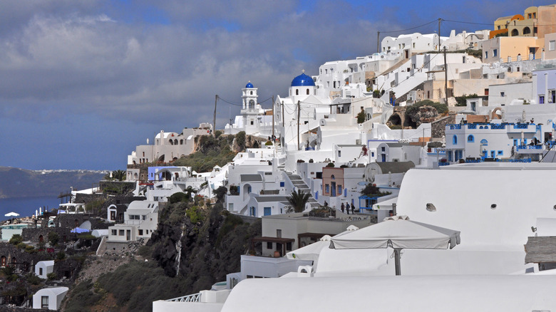 White houses in the village of Karterados, Santorini.