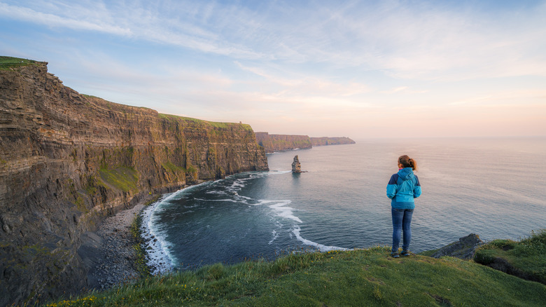 Tourist at Cliffs of Moher