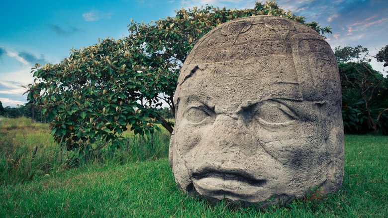 Olmec head in La Venta