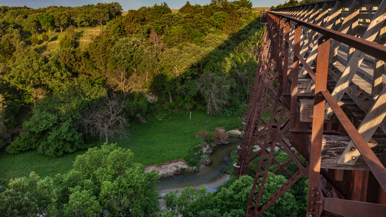 Large trestle over river on Cowboy Trail