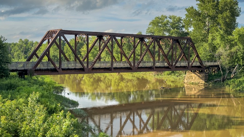 Railroad trestle over creek on Katy Trail