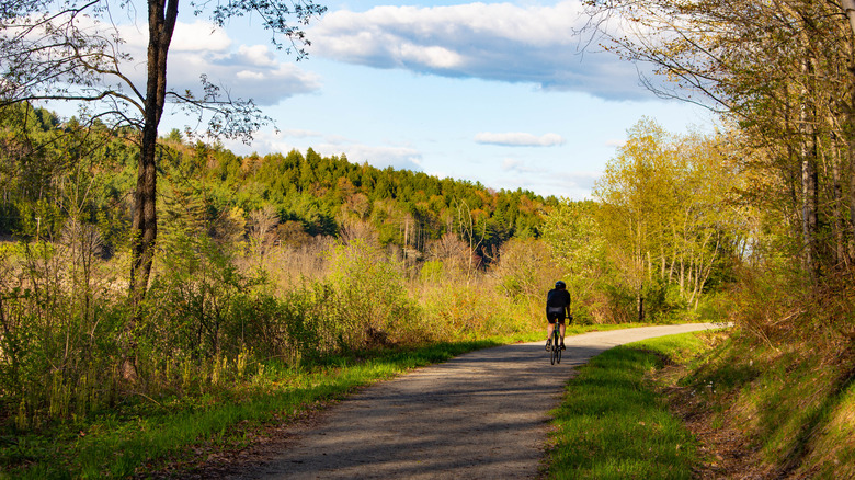 Biker on Lamoille Valley Rail Trail