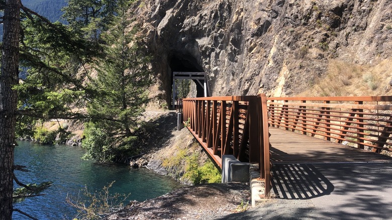 Tunnel and bridge by Lake Crescent