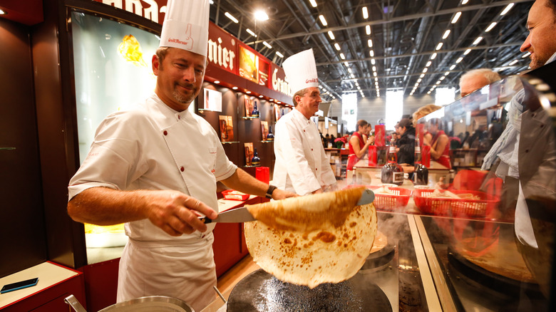 Chef making crepes in Paris