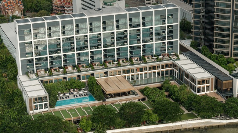 Aerial exterior view of Capella Bangkok hotel