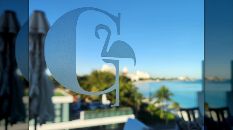 Goldwynn logo on window in the Bahamas