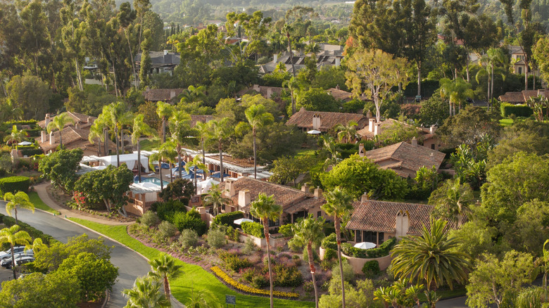 Aerial view of Rancho Valencia's property