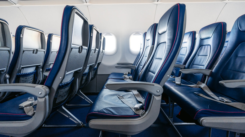 Empty seats inside an airplane