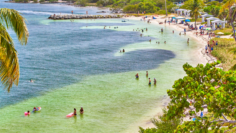 Swimmers and the shallow beaches at Bahia Honda State Park