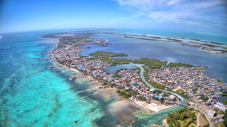 Aerial view of San Pedro, Belize