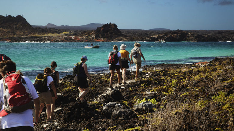 Hikers on the Galapagos Islands