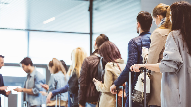 Customer service line at the airport