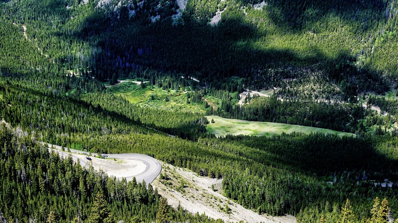 Bending road of Beartooth Highway