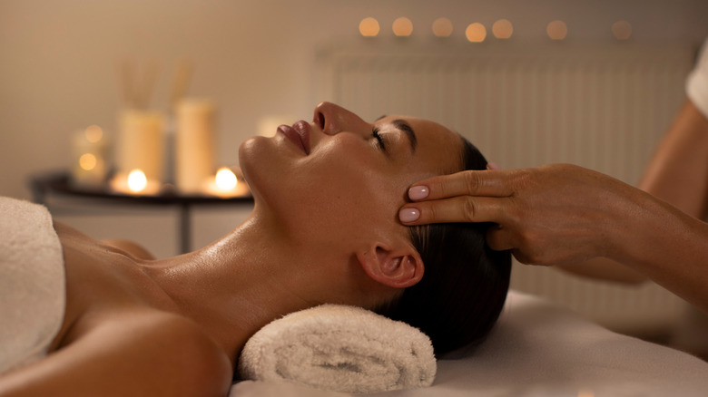 A woman getting a spa treatment