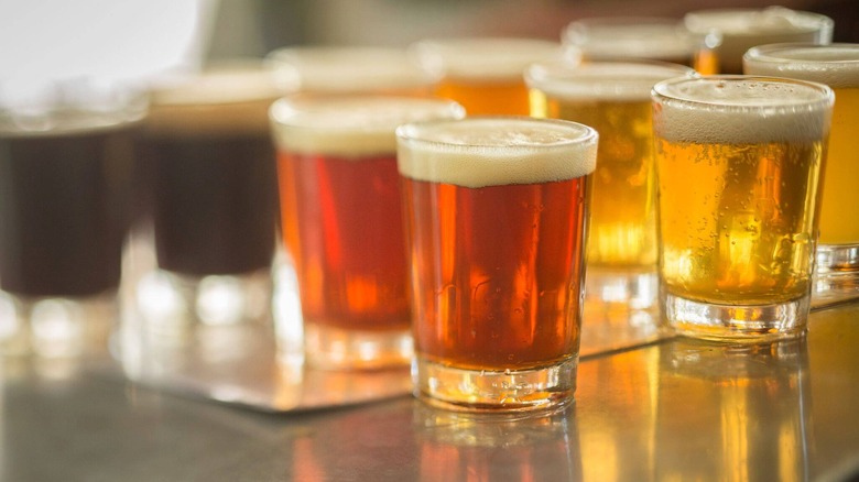 Beer samples at Calistoga Inn brewery