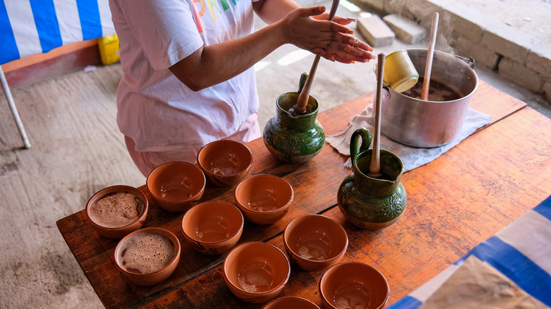 making hot chocolate in Oaxaca