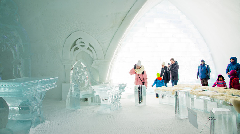 Inside the Hotel de Glace in Quebec