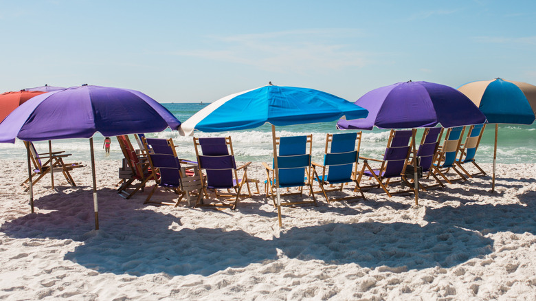 beach umbrellas and chairs