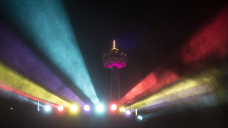 Skylon Tower illuminating light at night