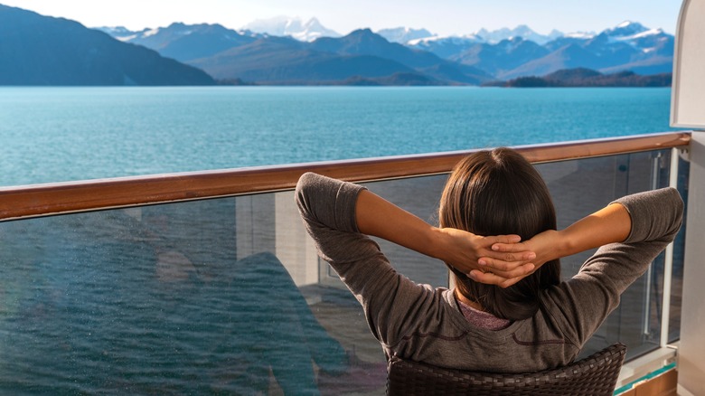 Person relaxing on a cruise ship