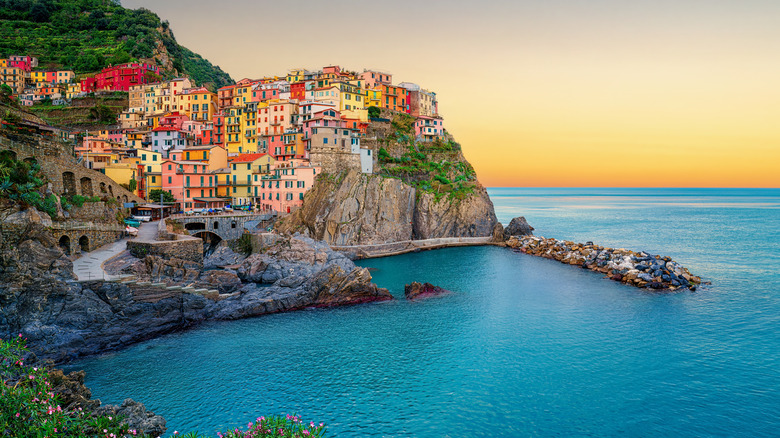 The villages of Cinque Terre on the cliffs overlooking the ocean