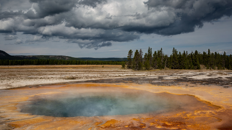 geothermal yellowstone storm autumn