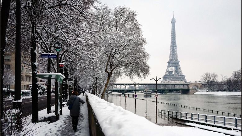 Eiffel Tower in the snow