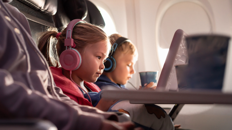 Two children occupied on plane